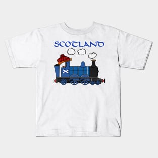 Scotland Steam Train Scottish Flag St Andrews Day Kids T-Shirt